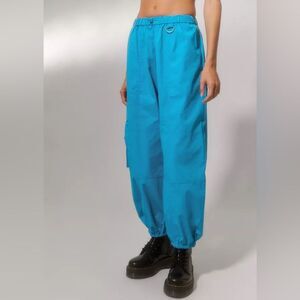 Urban Outfitters Jana Nylon Balloon High-Rise Cargo Pant Large Blue Baggy Fit